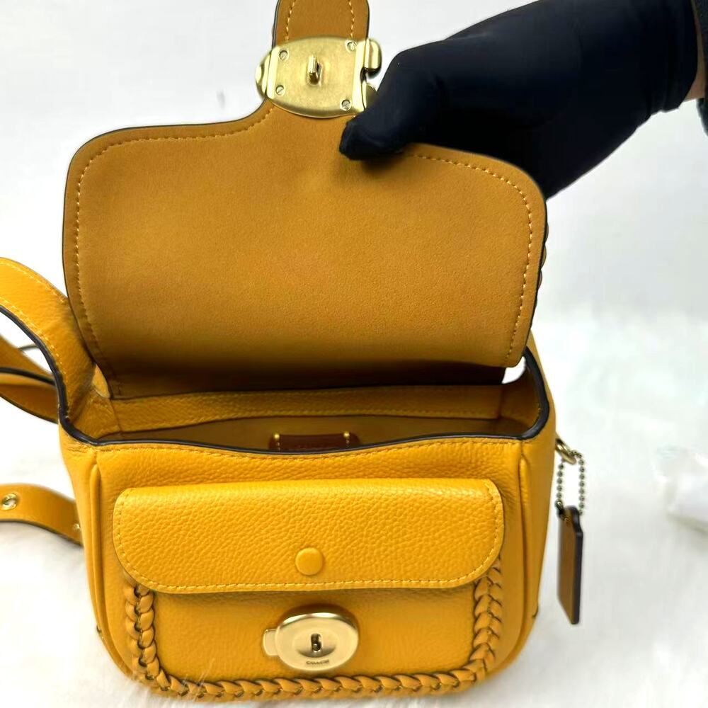 Coach Tabby Leather Crossbody Messenger 19 With Braid- Brass/Buttercup CJ837 NWT - Picture 5 of 13